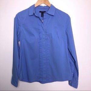 Lands’ End Blue Blouse With Pintuck Pleats